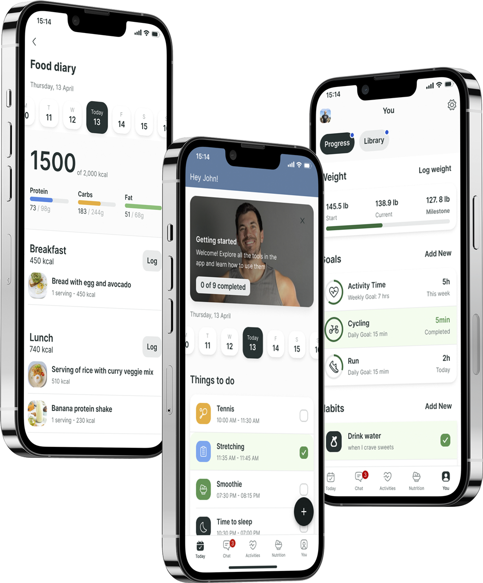 A mockup of the coaching app showcasing the features.